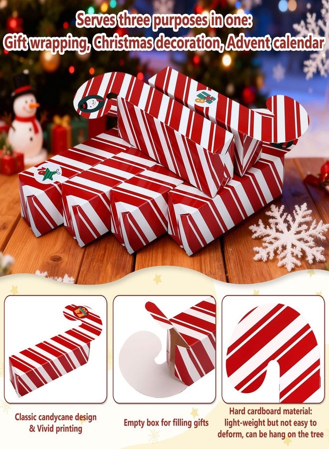 Naler 24 PCS Christmas Cookie Boxes Candy Cane Gift Boxes with 24 Number Stickers - 9.8x2x2 in, Christmas Treat Boxes for Christmas Decor, Party Favor, Christmas Countdown Calendar - Image 3